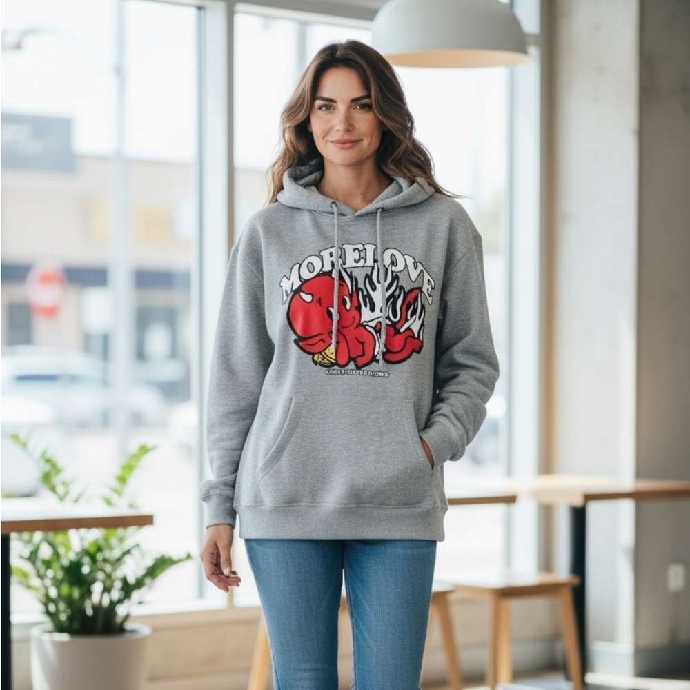 NWT Lonely Hearts Club "More Love" Gray hoodie, Size Med